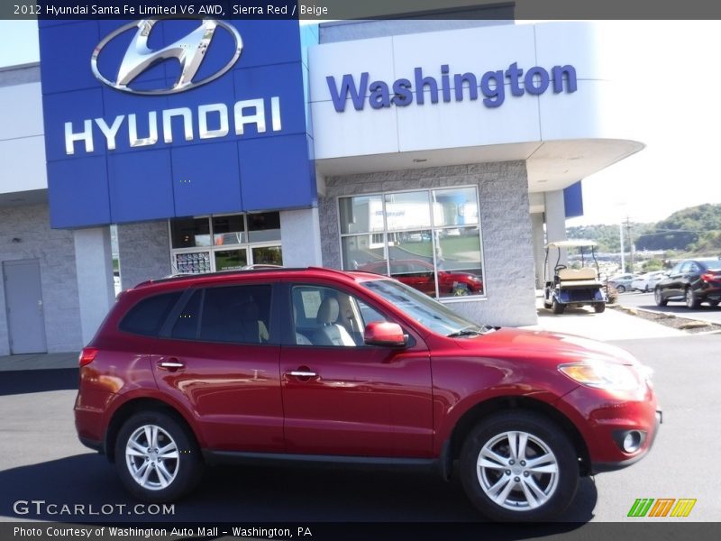 Sierra Red / Beige 2012 Hyundai Santa Fe Limited V6 AWD