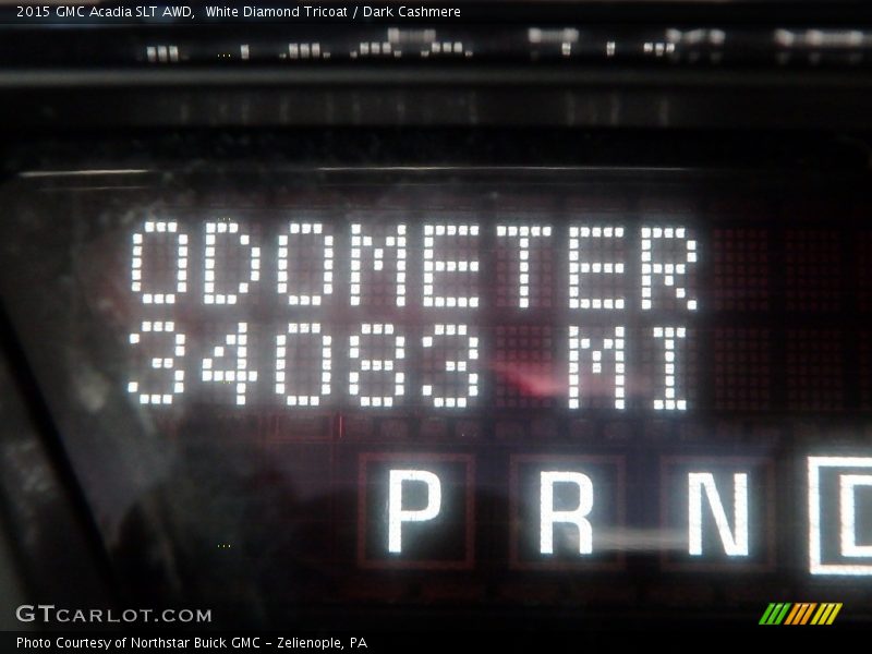 White Diamond Tricoat / Dark Cashmere 2015 GMC Acadia SLT AWD