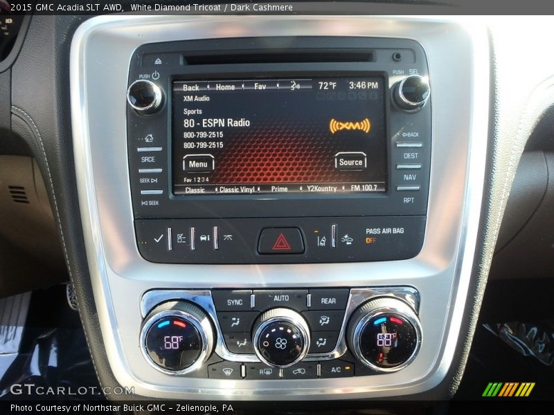 White Diamond Tricoat / Dark Cashmere 2015 GMC Acadia SLT AWD