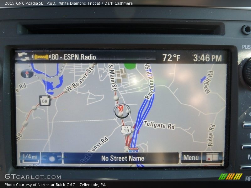 White Diamond Tricoat / Dark Cashmere 2015 GMC Acadia SLT AWD