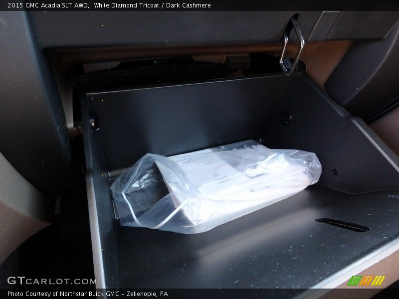 White Diamond Tricoat / Dark Cashmere 2015 GMC Acadia SLT AWD