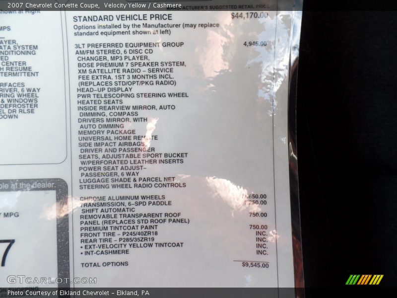 Velocity Yellow / Cashmere 2007 Chevrolet Corvette Coupe