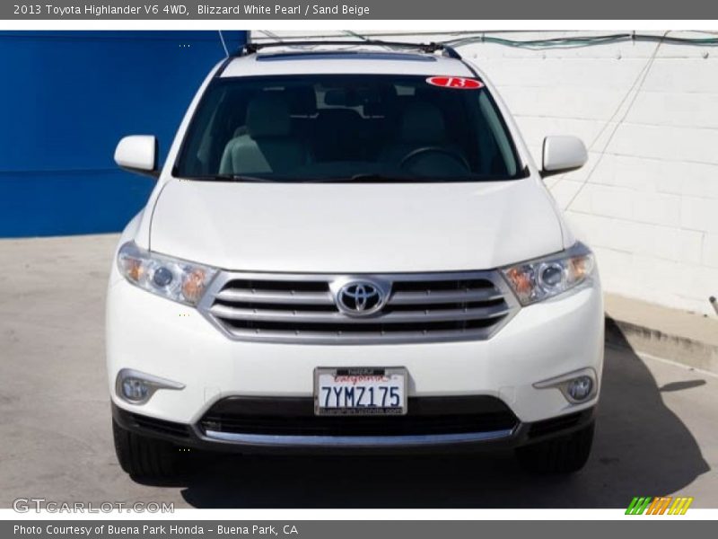 Blizzard White Pearl / Sand Beige 2013 Toyota Highlander V6 4WD