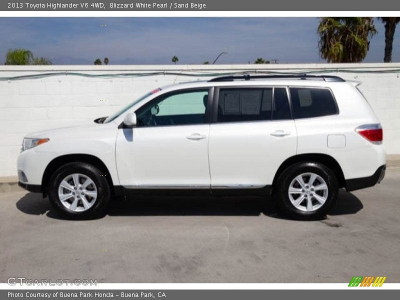Blizzard White Pearl / Sand Beige 2013 Toyota Highlander V6 4WD