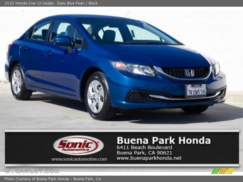 Dyno Blue Pearl / Black 2015 Honda Civic LX Sedan