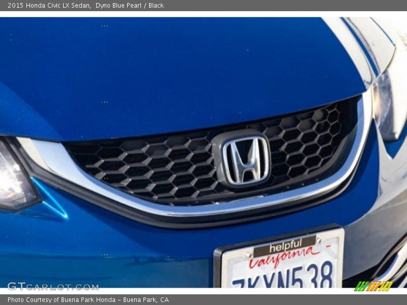 Dyno Blue Pearl / Black 2015 Honda Civic LX Sedan