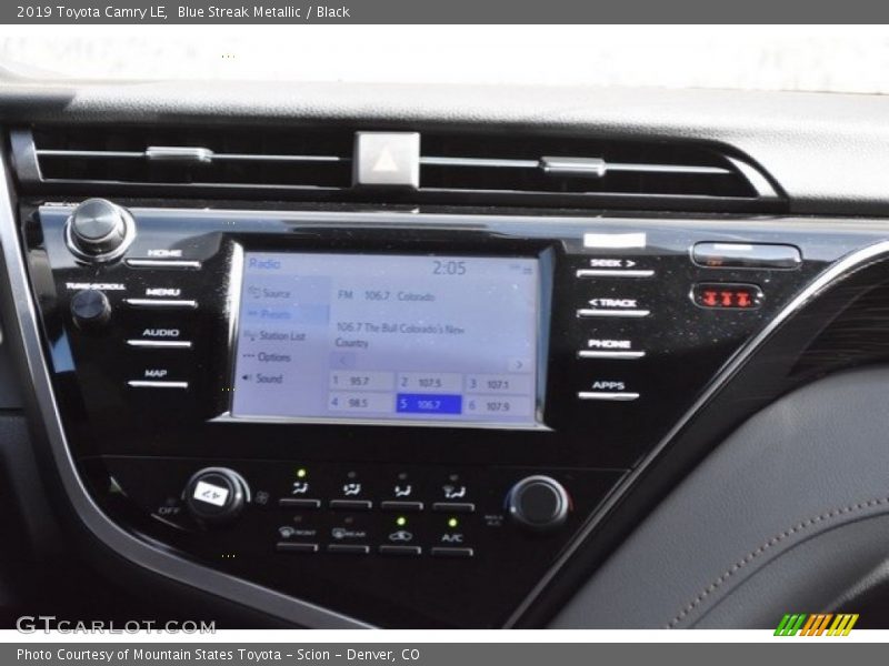 Blue Streak Metallic / Black 2019 Toyota Camry LE