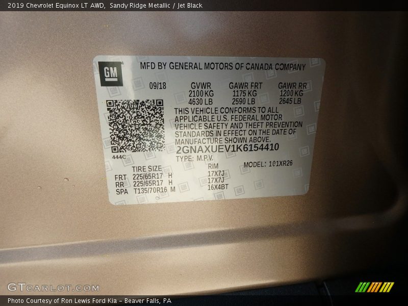 Sandy Ridge Metallic / Jet Black 2019 Chevrolet Equinox LT AWD