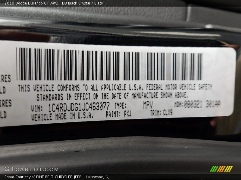 DB Black Crystal / Black 2018 Dodge Durango GT AWD