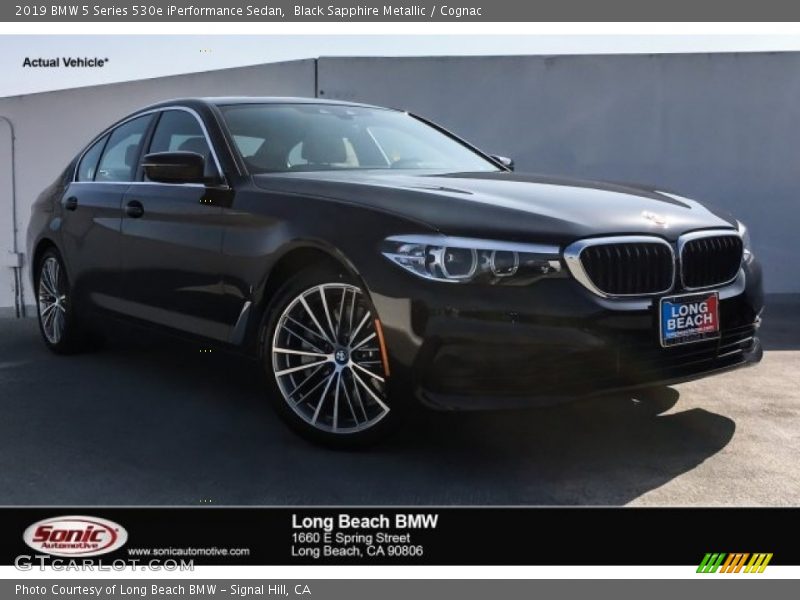 Black Sapphire Metallic / Cognac 2019 BMW 5 Series 530e iPerformance Sedan