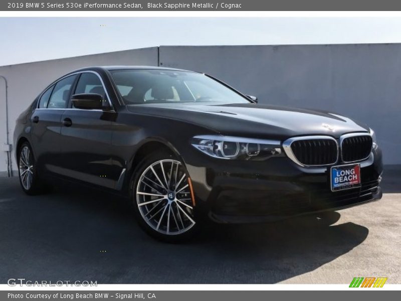 Black Sapphire Metallic / Cognac 2019 BMW 5 Series 530e iPerformance Sedan