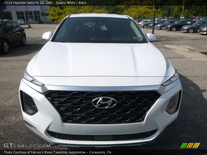 Quartz White / Black 2019 Hyundai Santa Fe SEL AWD
