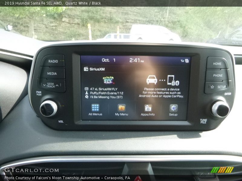 Quartz White / Black 2019 Hyundai Santa Fe SEL AWD