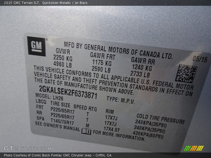 Quicksilver Metallic / Jet Black 2015 GMC Terrain SLT
