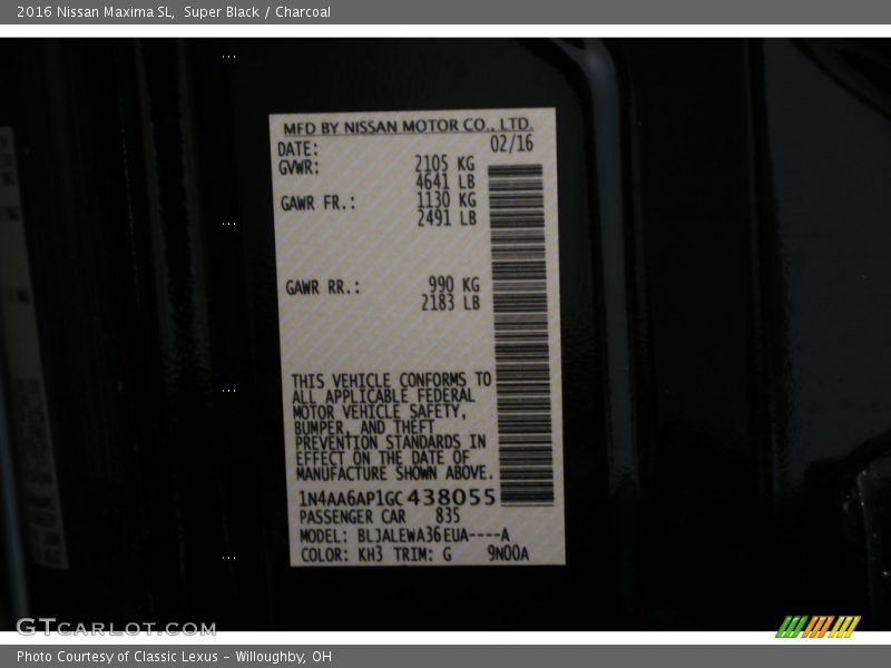 Super Black / Charcoal 2016 Nissan Maxima SL