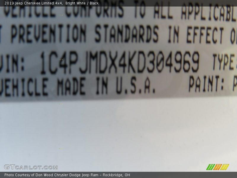 Bright White / Black 2019 Jeep Cherokee Limited 4x4