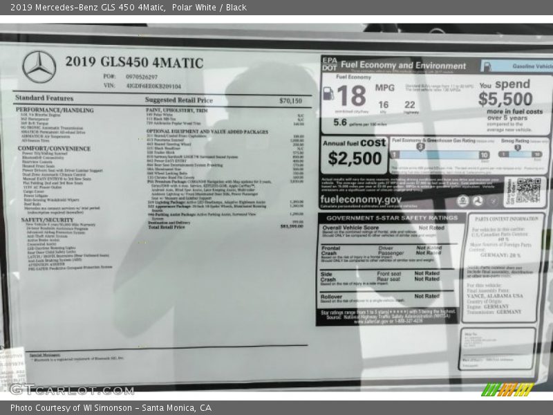 Polar White / Black 2019 Mercedes-Benz GLS 450 4Matic