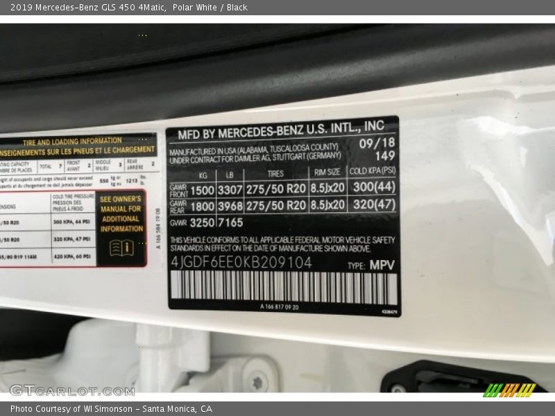 Polar White / Black 2019 Mercedes-Benz GLS 450 4Matic