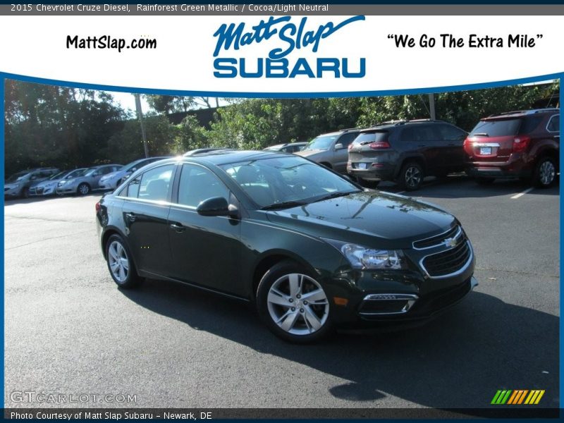 Rainforest Green Metallic / Cocoa/Light Neutral 2015 Chevrolet Cruze Diesel