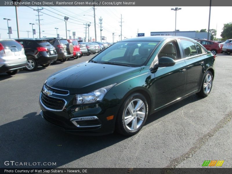 Rainforest Green Metallic / Cocoa/Light Neutral 2015 Chevrolet Cruze Diesel