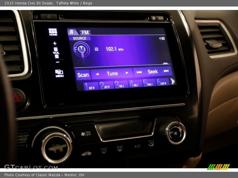 Taffeta White / Beige 2015 Honda Civic EX Sedan