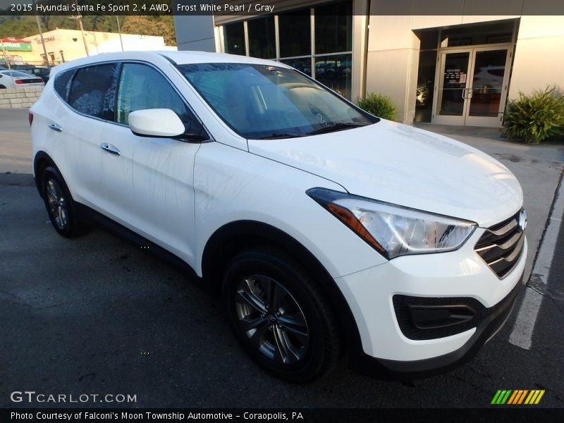Frost White Pearl / Gray 2015 Hyundai Santa Fe Sport 2.4 AWD