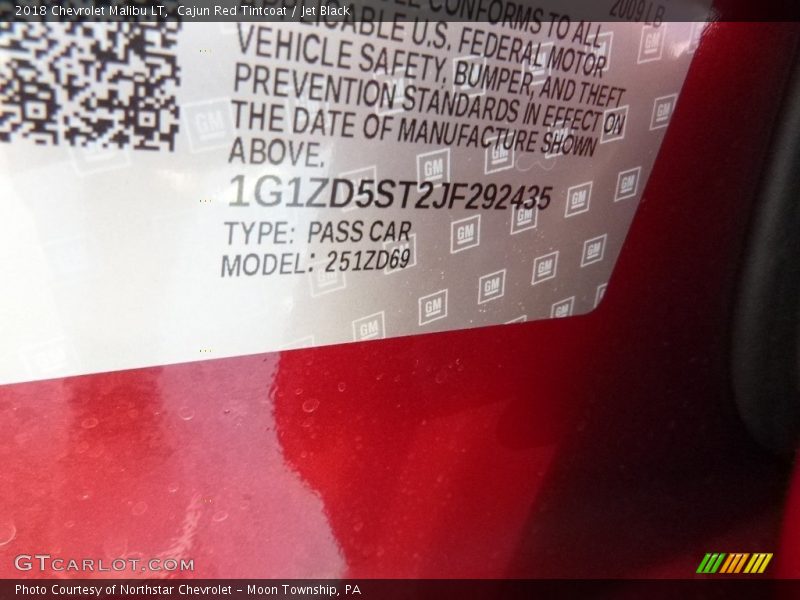 Cajun Red Tintcoat / Jet Black 2018 Chevrolet Malibu LT