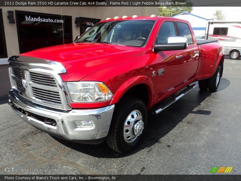 Flame Red / Light Pebble Beige/Bark Brown 2011 Dodge Ram 3500 HD Laramie Crew Cab 4x4 Dually