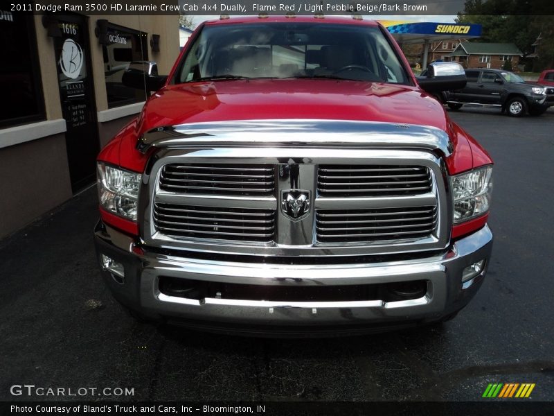 Flame Red / Light Pebble Beige/Bark Brown 2011 Dodge Ram 3500 HD Laramie Crew Cab 4x4 Dually