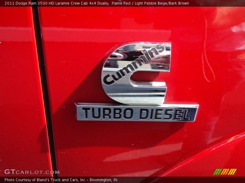 Flame Red / Light Pebble Beige/Bark Brown 2011 Dodge Ram 3500 HD Laramie Crew Cab 4x4 Dually