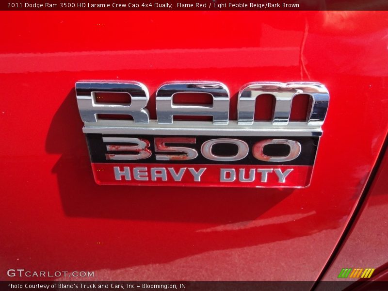 Flame Red / Light Pebble Beige/Bark Brown 2011 Dodge Ram 3500 HD Laramie Crew Cab 4x4 Dually