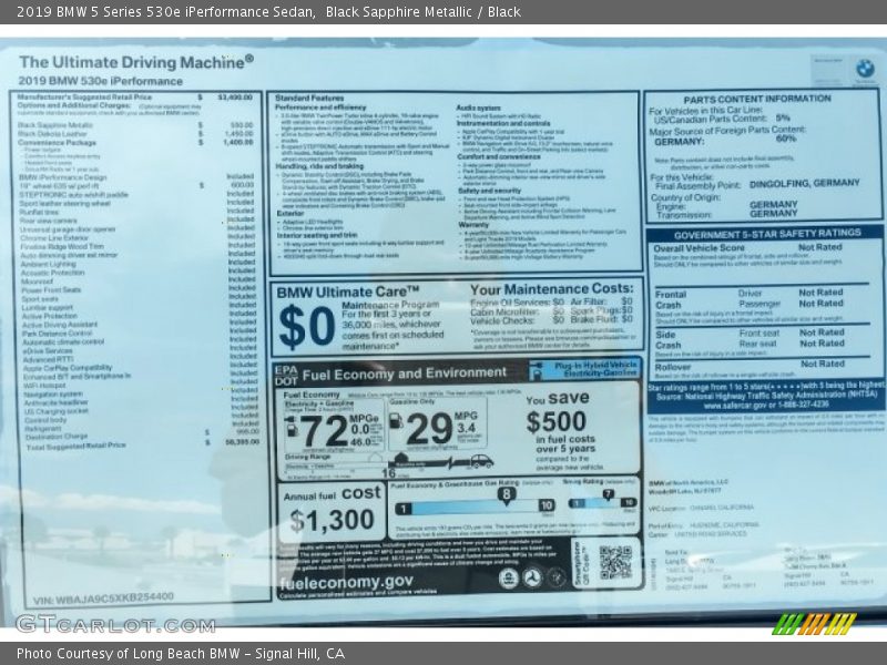 Black Sapphire Metallic / Black 2019 BMW 5 Series 530e iPerformance Sedan