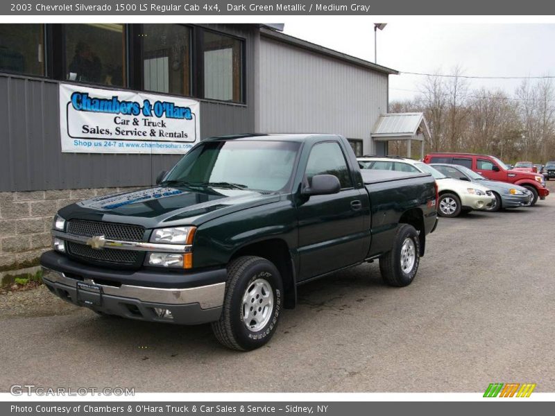 Dark Green Metallic / Medium Gray 2003 Chevrolet Silverado 1500 LS Regular Cab 4x4