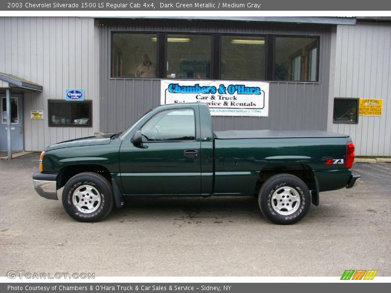 Dark Green Metallic / Medium Gray 2003 Chevrolet Silverado 1500 LS Regular Cab 4x4
