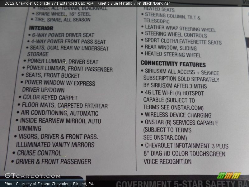 Kinetic Blue Metallic / Jet Black/Dark Ash 2019 Chevrolet Colorado Z71 Extended Cab 4x4