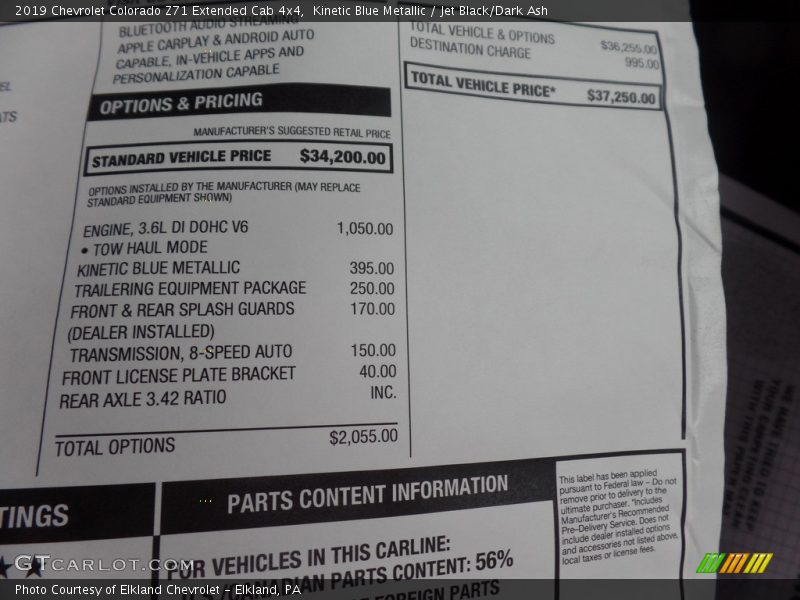 Kinetic Blue Metallic / Jet Black/Dark Ash 2019 Chevrolet Colorado Z71 Extended Cab 4x4