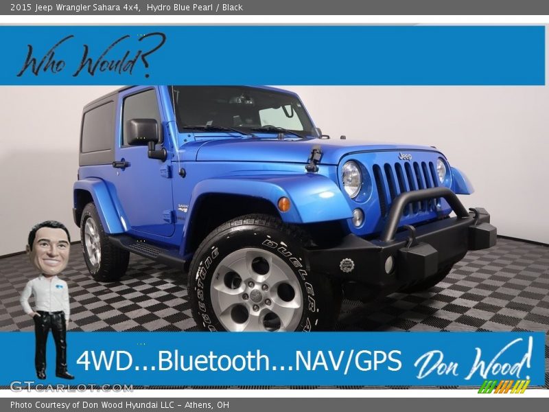 Hydro Blue Pearl / Black 2015 Jeep Wrangler Sahara 4x4