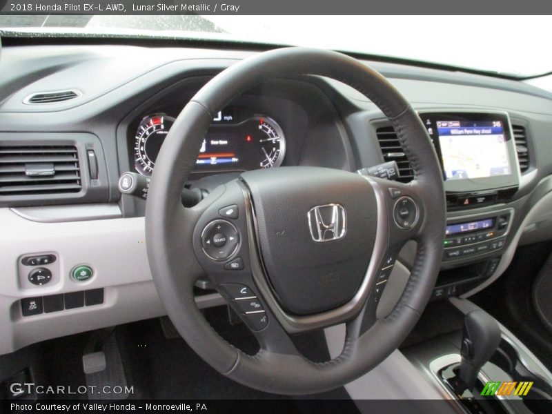 Lunar Silver Metallic / Gray 2018 Honda Pilot EX-L AWD