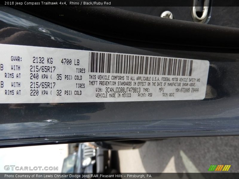 Rhino / Black/Ruby Red 2018 Jeep Compass Trailhawk 4x4