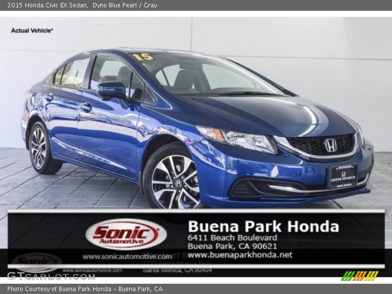 Dyno Blue Pearl / Gray 2015 Honda Civic EX Sedan
