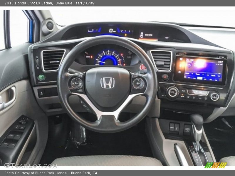 Dyno Blue Pearl / Gray 2015 Honda Civic EX Sedan