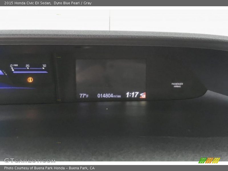 Dyno Blue Pearl / Gray 2015 Honda Civic EX Sedan