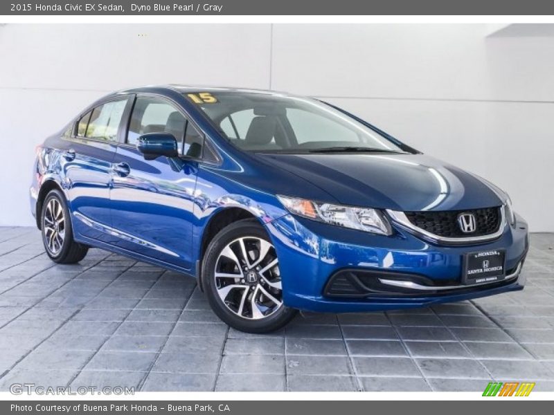 Dyno Blue Pearl / Gray 2015 Honda Civic EX Sedan