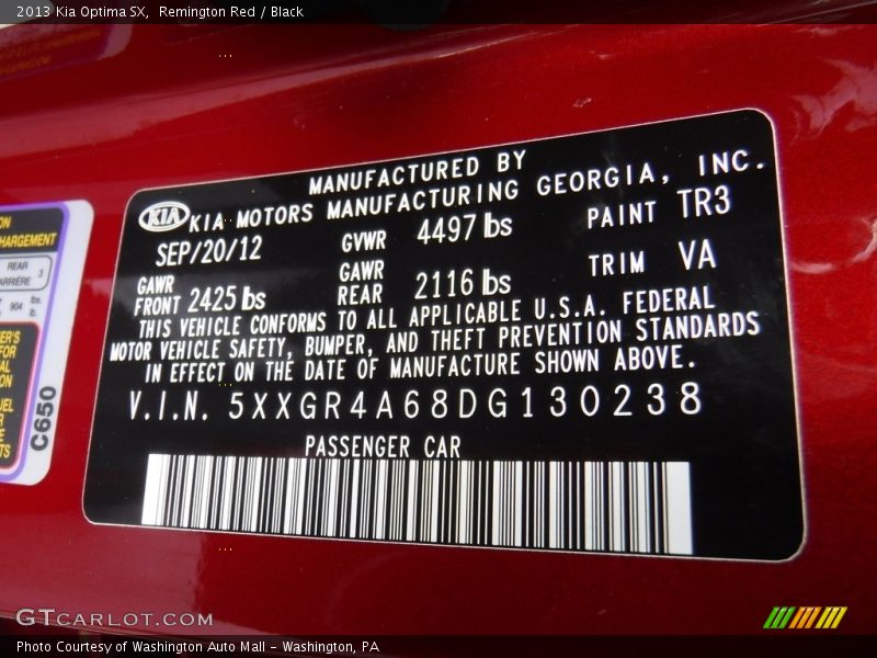 Remington Red / Black 2013 Kia Optima SX