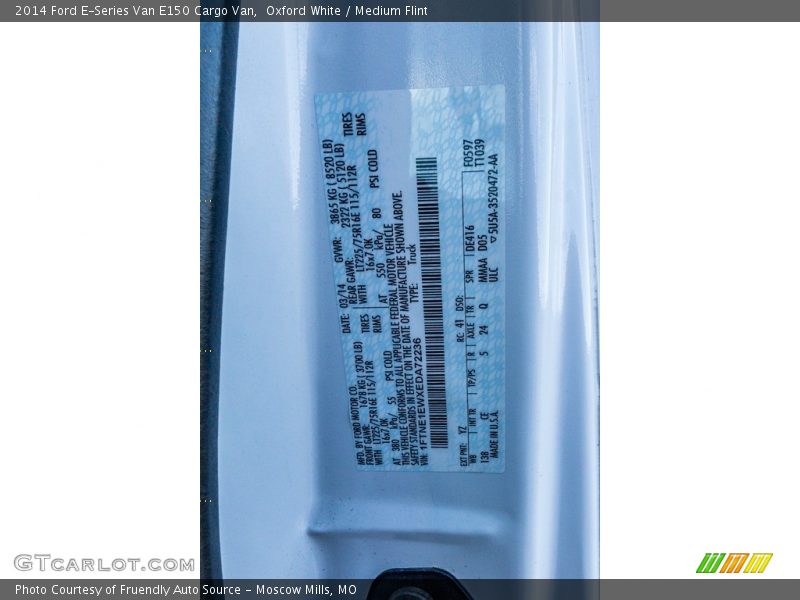 Oxford White / Medium Flint 2014 Ford E-Series Van E150 Cargo Van