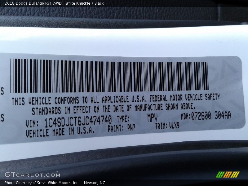 White Knuckle / Black 2018 Dodge Durango R/T AWD