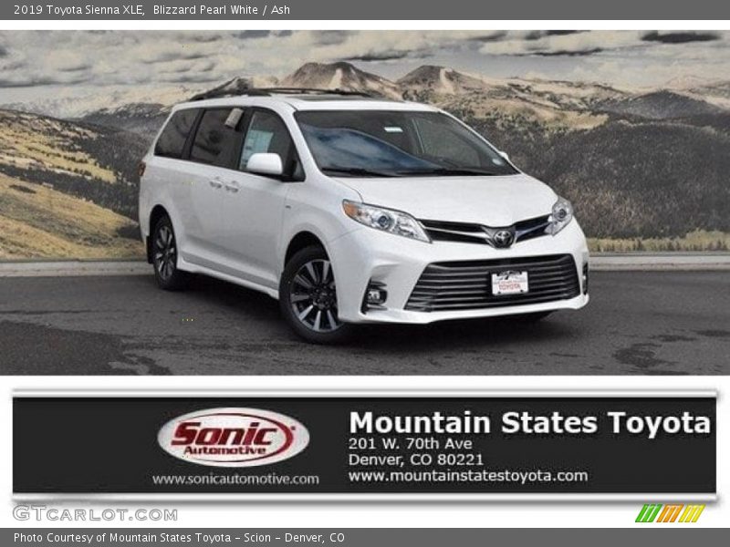 Blizzard Pearl White / Ash 2019 Toyota Sienna XLE