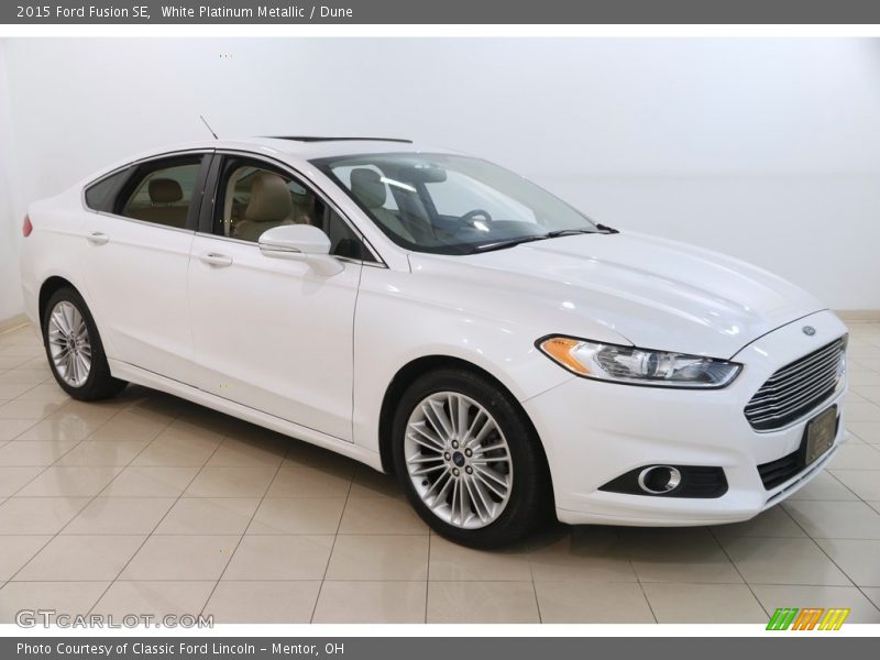 White Platinum Metallic / Dune 2015 Ford Fusion SE