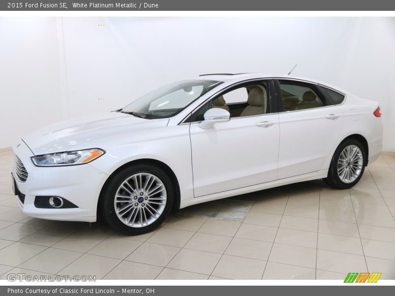 White Platinum Metallic / Dune 2015 Ford Fusion SE