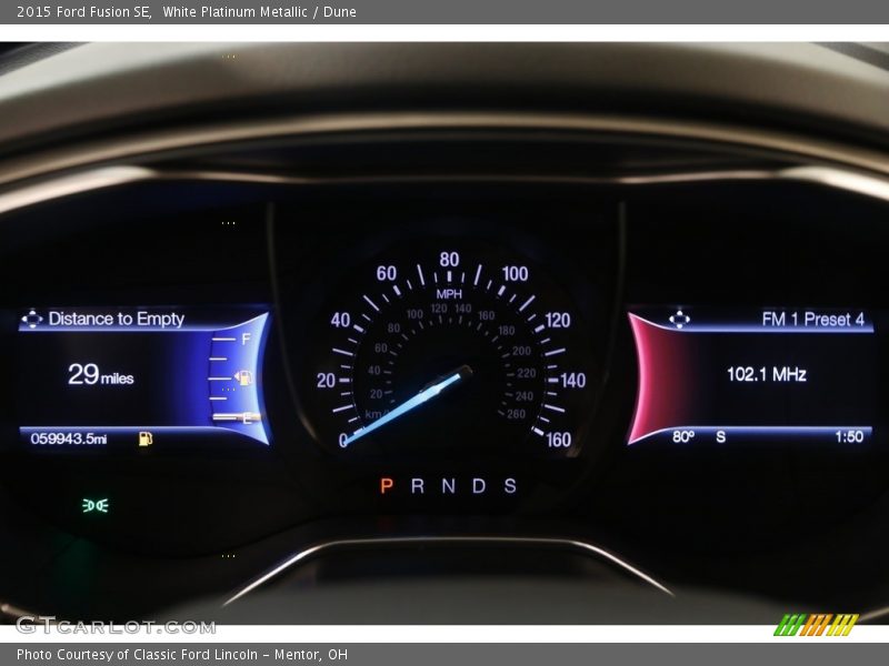White Platinum Metallic / Dune 2015 Ford Fusion SE